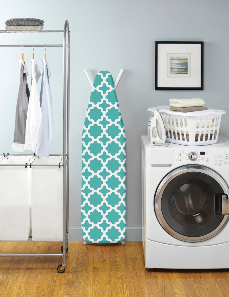 Whitmor Reversible Ironing Board Cover and Pad, Concord Turquoise, 54.0x15.0